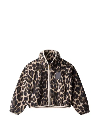 Molo Kids' Leopard-print Fleece Jacket In Neutrals