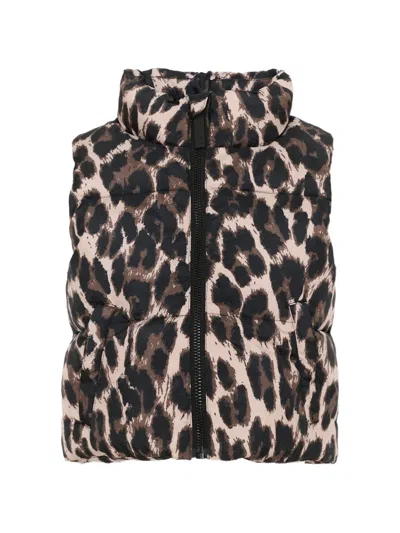 Molo Kids' Leopard-print Quilted Gilet In Multi