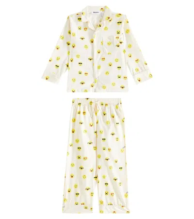 Molo Kids' Lex Printed Cotton Pajamas In White