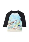 Molo Light Blue Anti-uv T-shirt For Baby Boy With Ocean Print In Multicolor