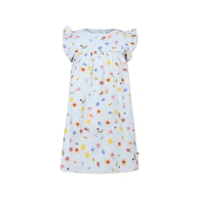 Molo Kids' Light Blue Dress For Girl With Flower Print