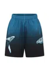 Molo Light Blue Shorts For Boy With Whale In Light Blue