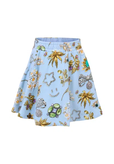 Molo Kids' Light Blue Skirt For Girl With Jewel