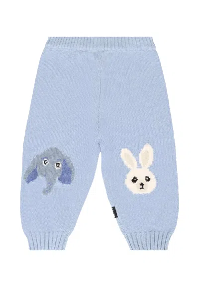 Molo Light Blue Trousers For Baby Boy With Elephant And Rabbit