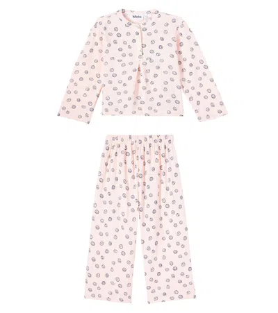 Molo Kids' Lin Printed Cotton Pajamas In Pink