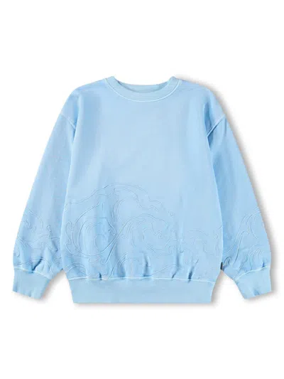 Molo Kids' Little Boy's & Boy's Embroidered Wave Cotton Sweatshirt In Blue