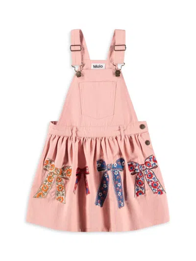 Molo Kids' Little Girl's & Girl's Caris Bow Embroidered Overall Dress In Pink