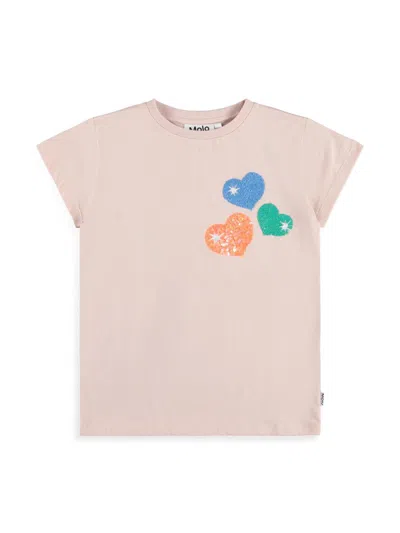 Molo Kids' Little Girl's & Girl's Ranva Sequin Heart T-shirt In Pink