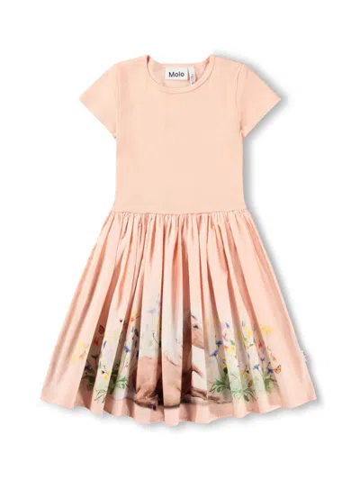 Molo Kids' Little Girl's & Girl's Ribbed Horse Print Dress In Multi
