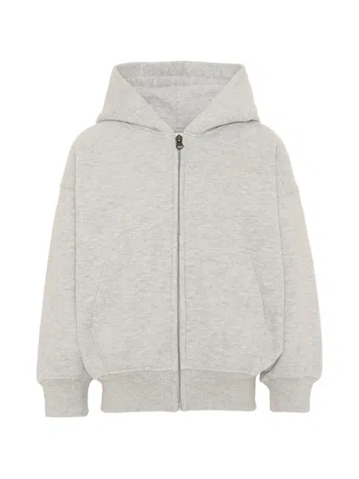 Molo Kids' Logo-embroidered Zip-up Hoodie In Gray