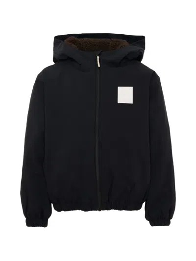 Molo Kids' Logo-patch Hooded Jacket In Black