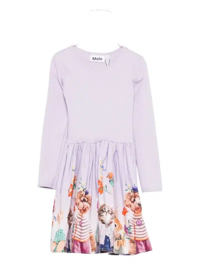 Molo Long-sleeve Animal-print Dress In Blue