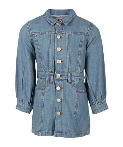 Molo Long-sleeved Denim Dress In Blue