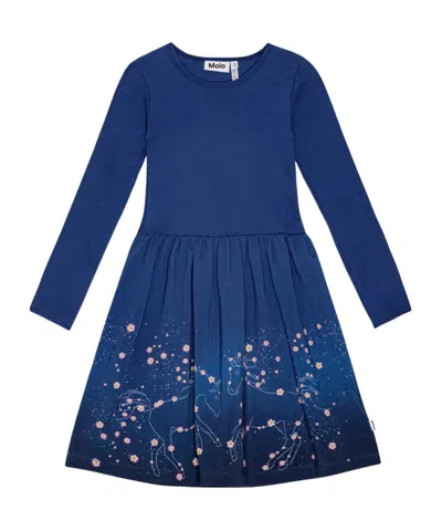 Molo Long-sleeved Dress In Navy Blue