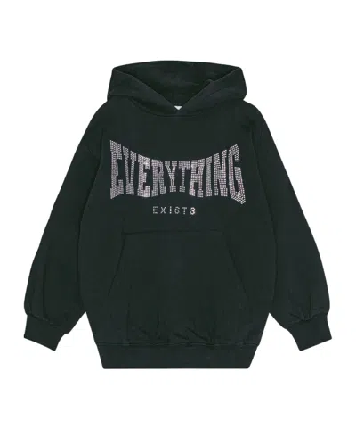 Molo Kids' Long-sleeved Hooded Hoodie In Black
