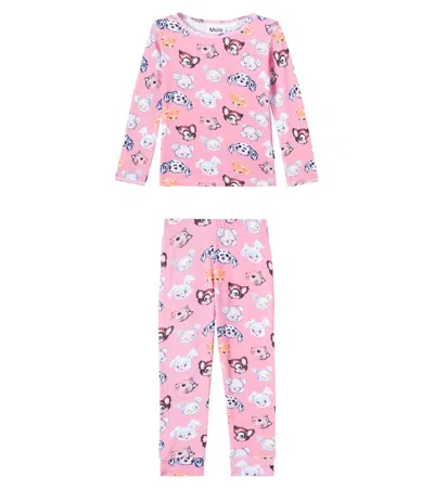 Molo Kids' Lue Printed Cotton-blend Pajamas In Pink