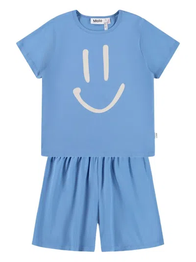 Molo Kids' Luvis Smiley-face Pyjamas In Blue