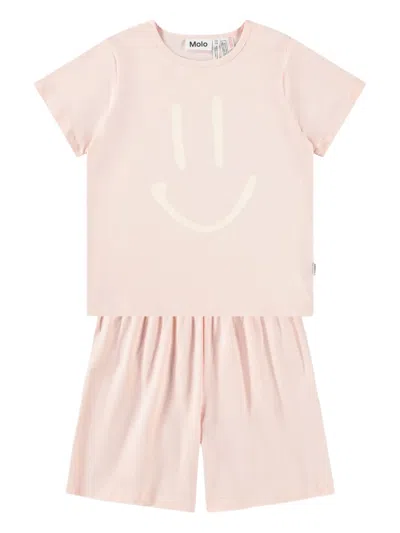 Molo Kids' Luvis Smiley-face Pyjamas In Pink