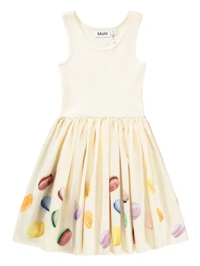 Molo Kids' Macaron-print Sleeveless Dress In White