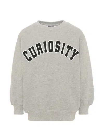 Molo Kids' Magni Slogan-print Sweatshirt In Gray