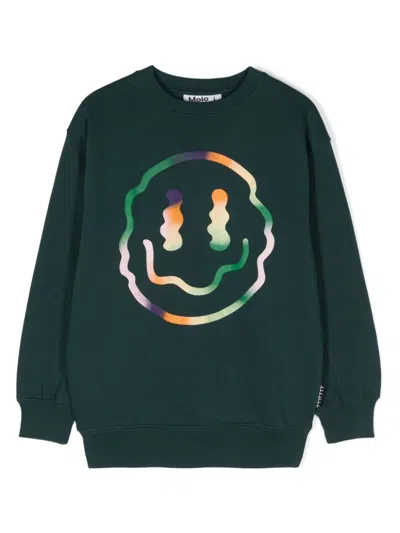Molo Kids' Magni Smiley Face-print Sweatshirt In Grading Smile