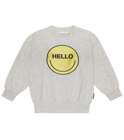 Molo Kids' Mar Appliquéd Cotton Sweatshirt In Grey Melange