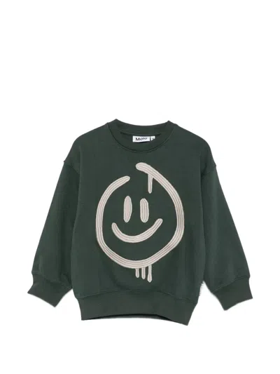 Molo Kids' Mar Embroidered-motif Sweater In Green