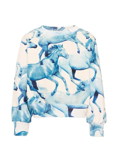 Molo Kids' Marge Horse-print Sweater In Blue