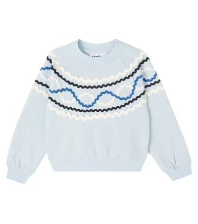 Molo Kids' Marilyn Embroidered Cotton Sweatshirt In Blue