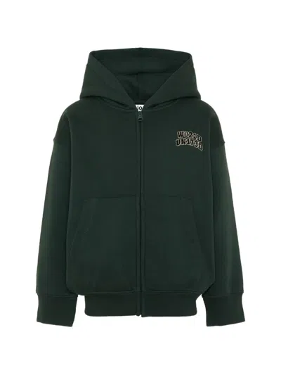 Molo Kids' Logo-patch Zip-up Hoodie In Green