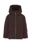Molo Marron Down Jacket For Kids With Logo In Brown