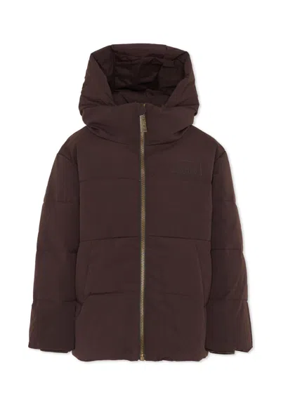 Molo Marron Down Jacket For Kids With Logo In Brown