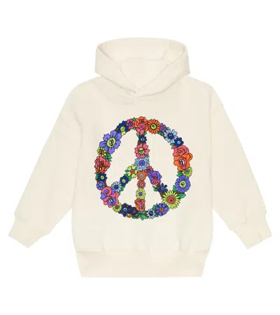 Molo Kids' Ivory Sweatshirt For Girl With Peace Sign In Neutrals
