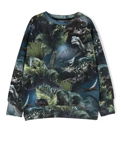 Molo Kids' Mattis Gots Sweatshirt Dino Nights In Blu
