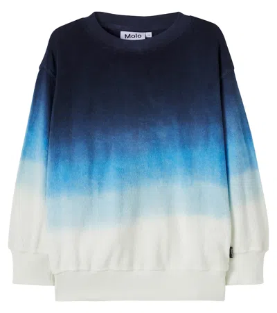 Molo Kids' Mattis Ombré Cotton Terry Sweatshirt In Blue
