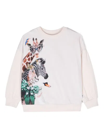 Molo Kids' Maxi Animal-print Sweatshirt In White