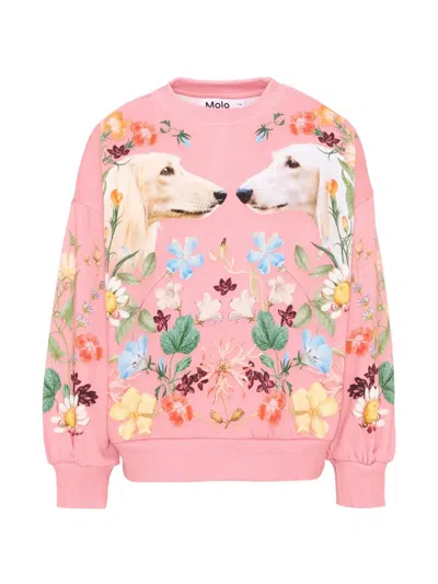 Molo Kids' Maxi Floral-print Dog-print Sweatshirt In Multi