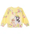 Molo Yellow Sweatshirt For Girl With Flower In Yellow