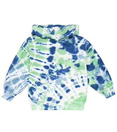 Molo Kids' Maxx Tie-dye Cotton Hoodie In Blue Green Dye