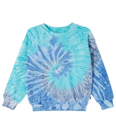 Molo Kids' Memphis Tie-dye Cotton Jersey Sweatshirt In Aqua Dye