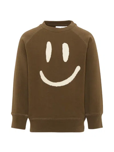 Molo Kids' Mike Bouclé-patch Raglan-sleeve Sweater In Brown
