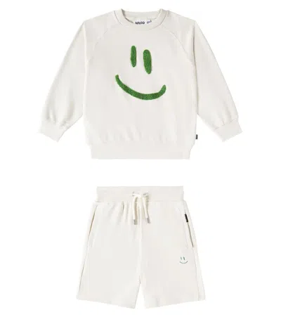Molo Kids' Mike Cotton Sweatpants And Shorts Set In White