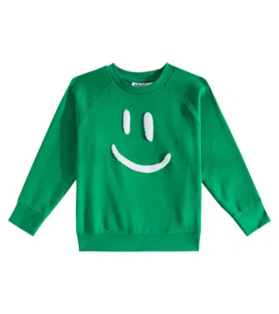 Molo Kids' Mike Embroidered Cotton Sweatshirt In Green