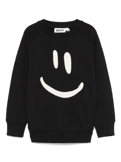 Molo Kids' Mike Printed Cotton Sweatshirt In Black