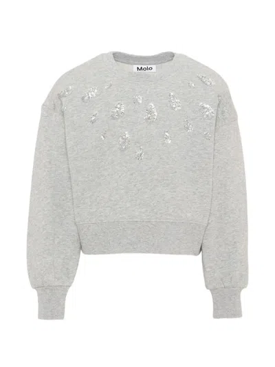 Molo Kids' Miki Sequin-embellished Sweatshirt In Gray