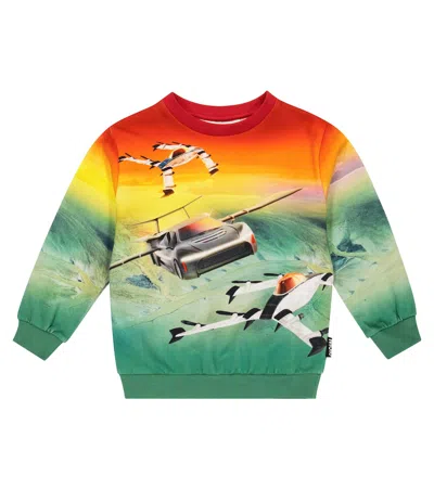 Molo Kids' Graphic-print Crew Neck Sweatshirt In Flying Cars