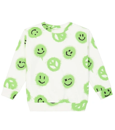 Molo Kids' Miksi Printed Cotton Sweatshirt In Weiss