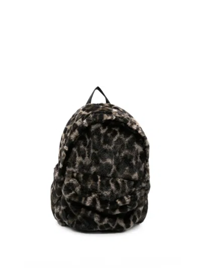 Molo Kids' Mio Leopard-print Faux-fur Backpack In Black