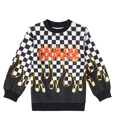Molo Kids' Monti Checked Cotton Jersey Sweatshirt In Multicoloured