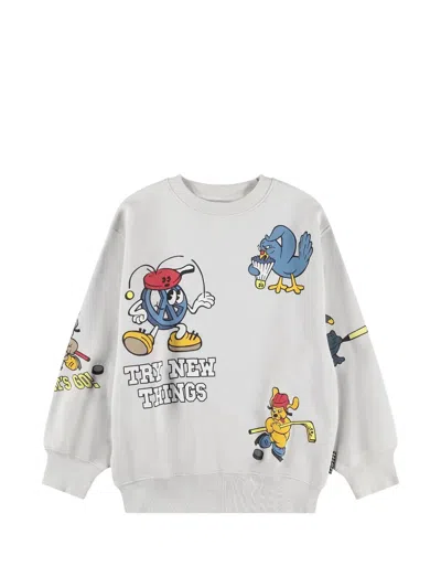 Molo Kids' Monti Graphic-print Cotton Sweatshirt In Gray